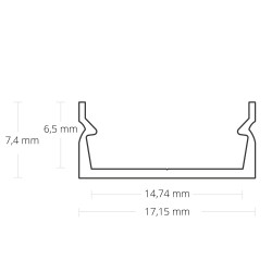 Aluminium LED Profile NL8 7.15x17,40mm SURFACE MOUNTED